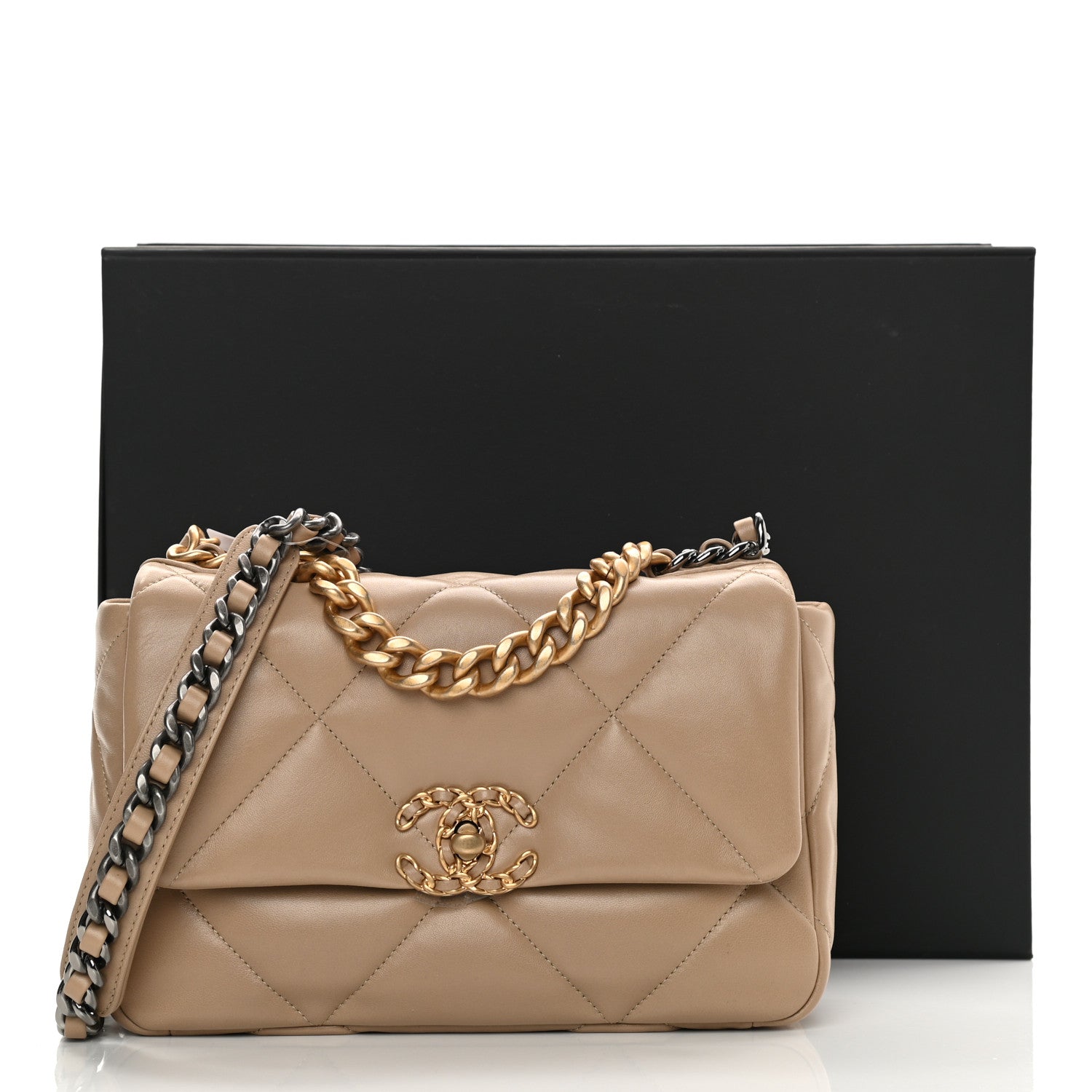 Chanel Lambskin Quilted Medium Chanel 19 Flap Dark Beige 11 of 11