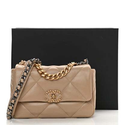 Chanel Lambskin Quilted Medium Chanel 19 Flap Dark Beige 11 of 11