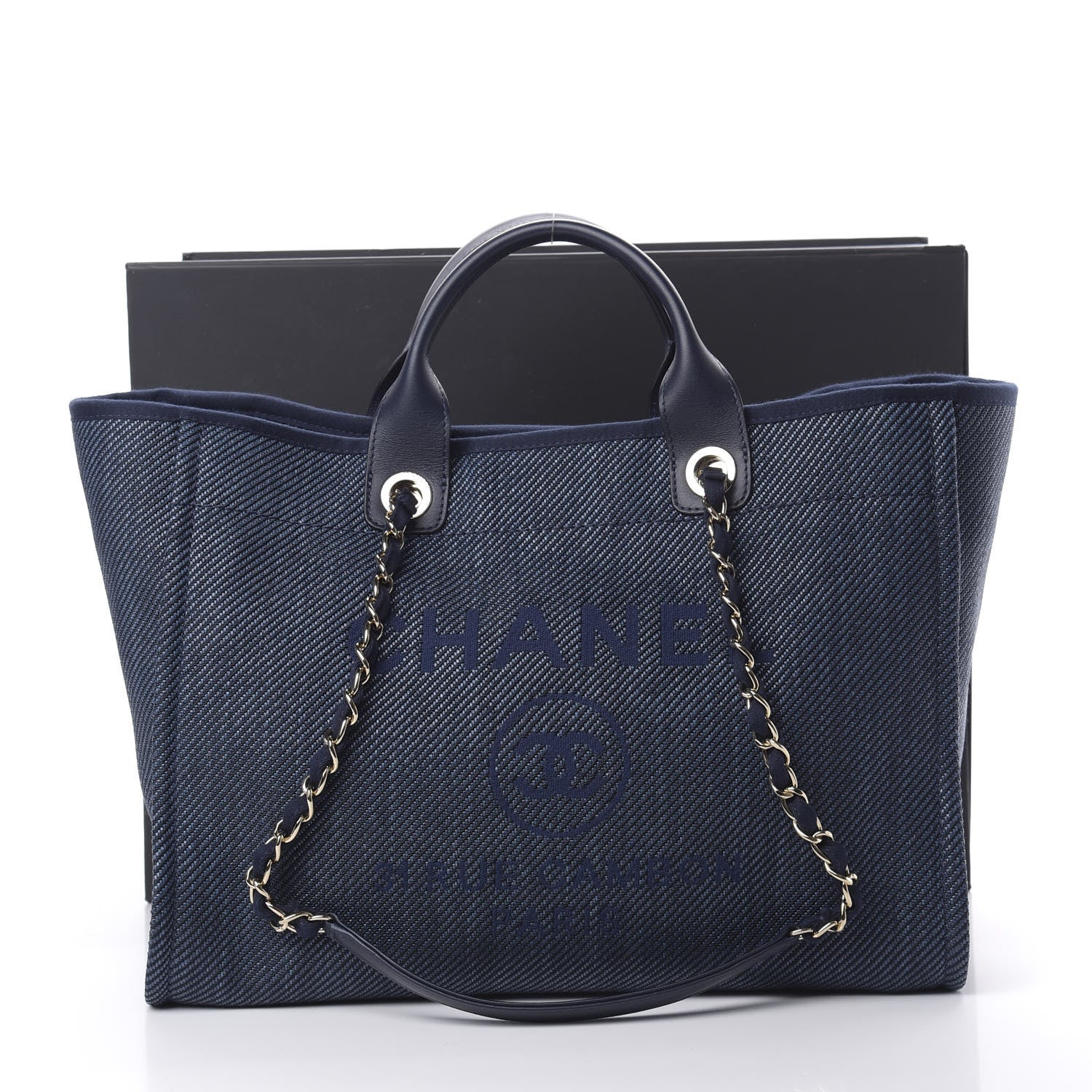 Chanel Denim Medium Deauville Tote Dark Blue 12 of 12