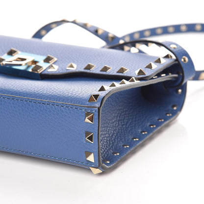 Valentino Garavani Pebbled Calfskin Medium Rockstud Flip Lock Crossbody Bag Baltique 8 of 8