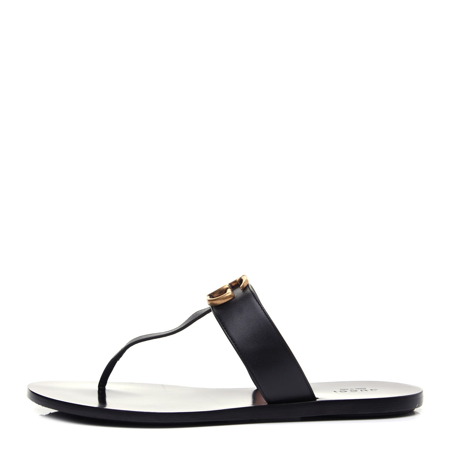 Gucci Calfskin GG Marmont Thong Sandals 40 Black 1 of 12