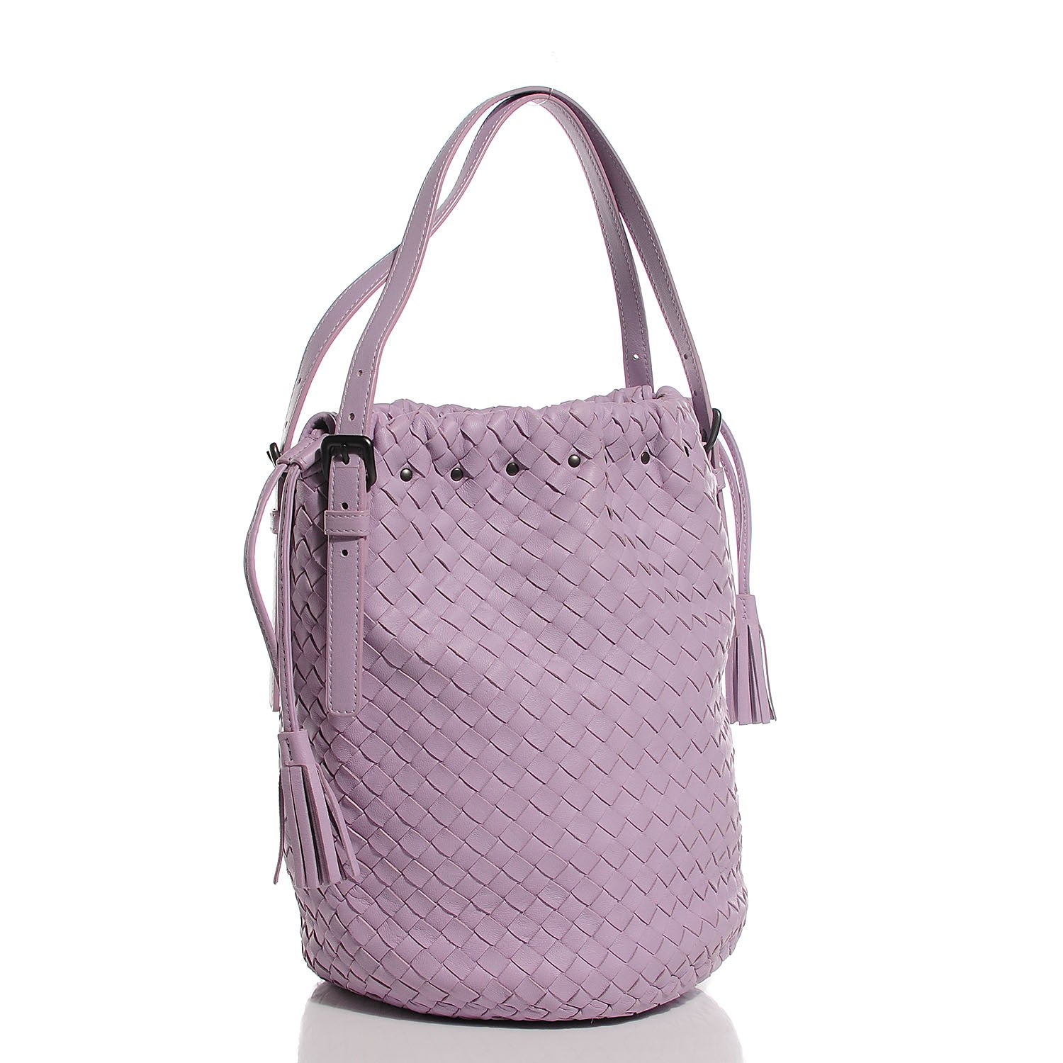 Bottega Veneta Nappa Intrecciato Drawstring Tassel Bucket Parme 3 of 8