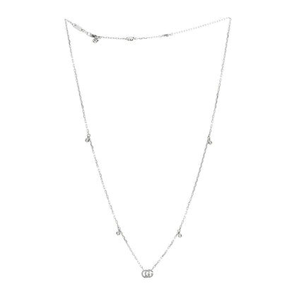 Gucci 18K White Gold Diamond Running GG Pendant Necklace 3 of 6