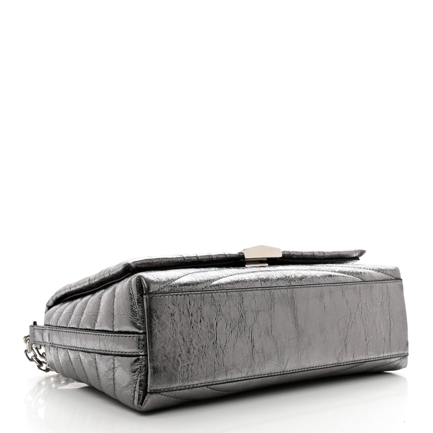 Metallic Soft Calfskin 4G Embossed Medium Shoulder Bag Silver