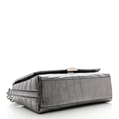 Givenchy Metallic Soft Calfskin 4G Embossed Medium Shoulder Bag Silver 4 of 9