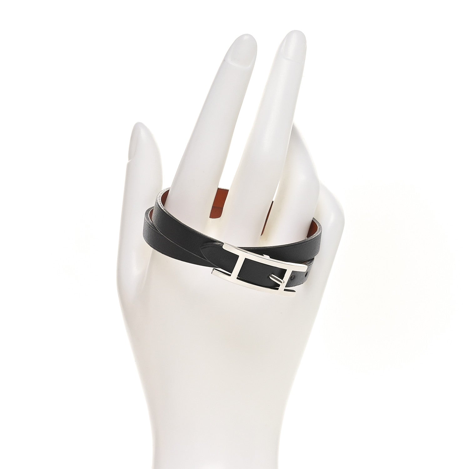 Hermes Chamonix Behapi Double Tour Bracelet M Black Fauve 2 of 5