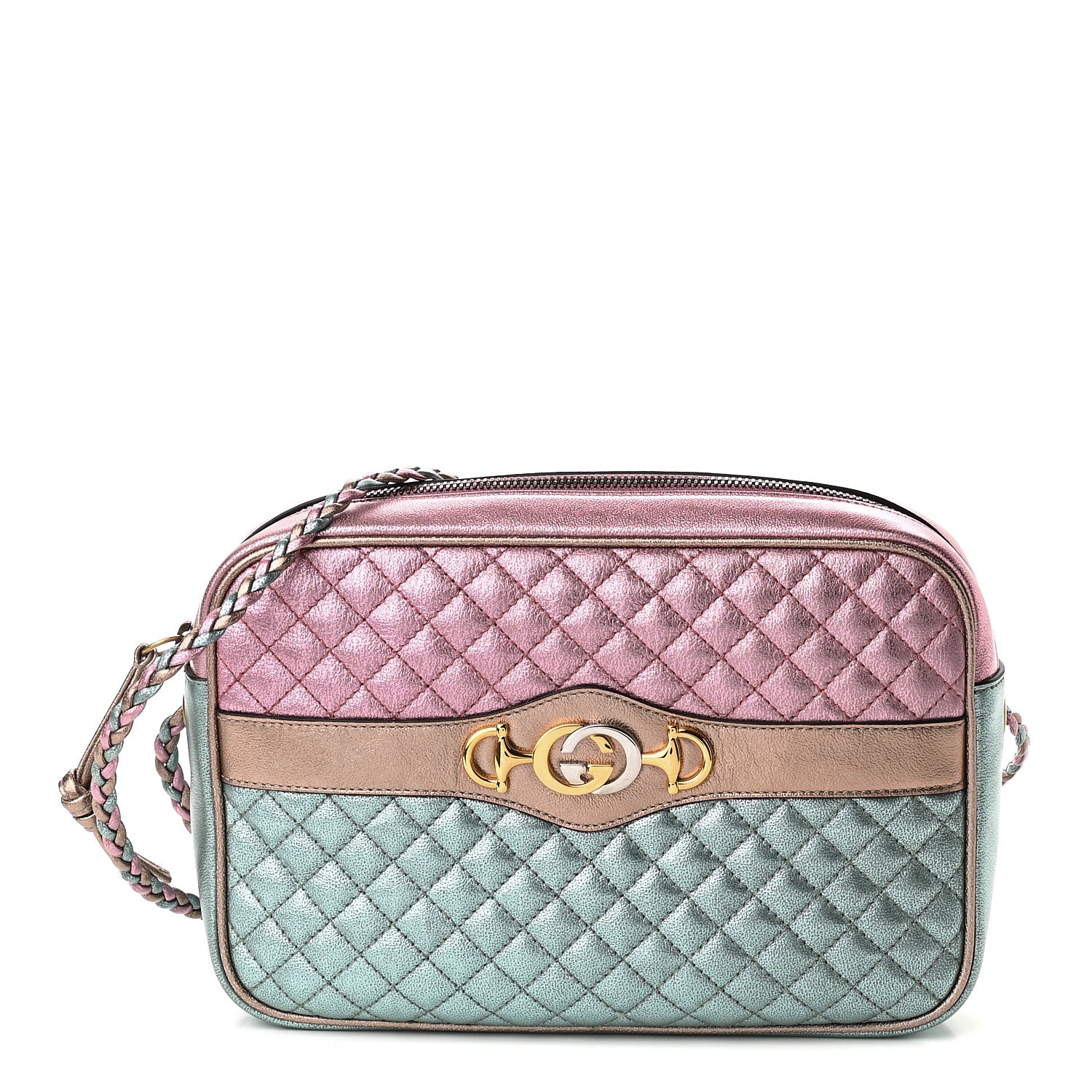 Gucci Laminated Nappa Trapuntata Small Zumi Shoulder Bag Rosa Lago Rame 1 of 10