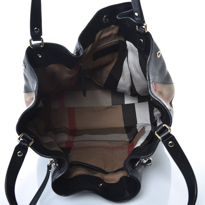 Burberry Grainy Calfskin House Check Medium Maidstone Black 5 of 9