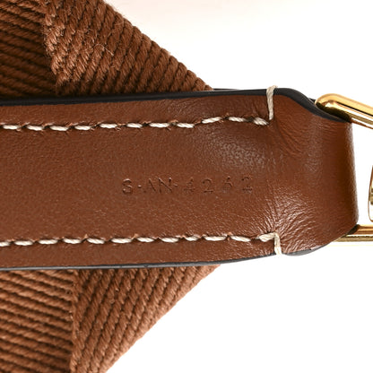 Celine Jacquard Wool Logo Long Strap Tan White 6 of 7