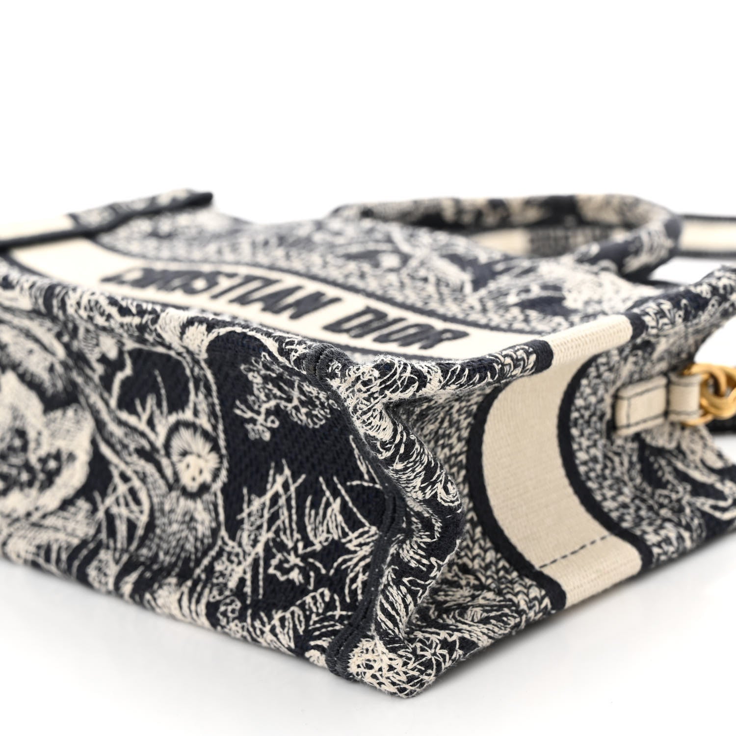 Christian Dior Canvas Embroidered Toile De Jouy Reverse Mini Book Tote With Strap Blue Multicolor 10 of 10