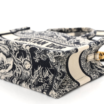 Christian Dior Canvas Embroidered Toile De Jouy Reverse Mini Book Tote With Strap Blue Multicolor 10 of 10