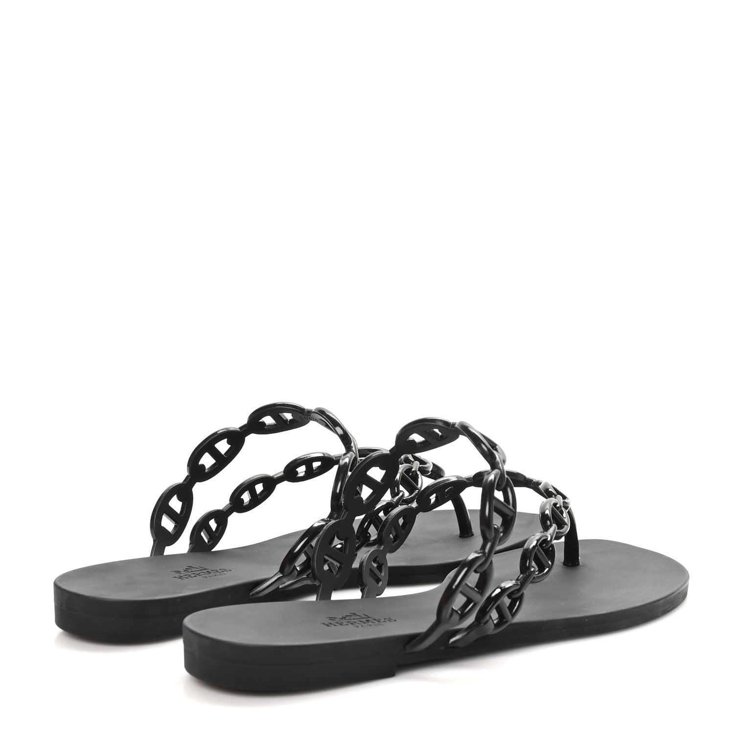 Hermes Rubber Chaine d'Ancre Island Sandals 38 Black 5 of 9