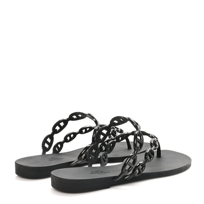 Hermes Rubber Chaine d'Ancre Island Sandals 38 Black 5 of 9