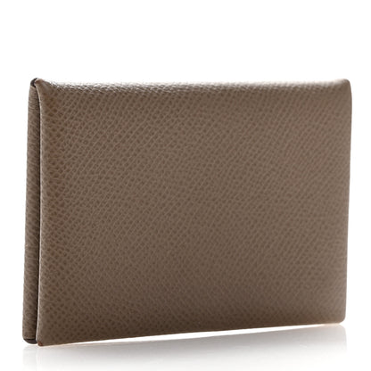 Hermes Epsom Calvi Card Case Etoupe 3 of 9