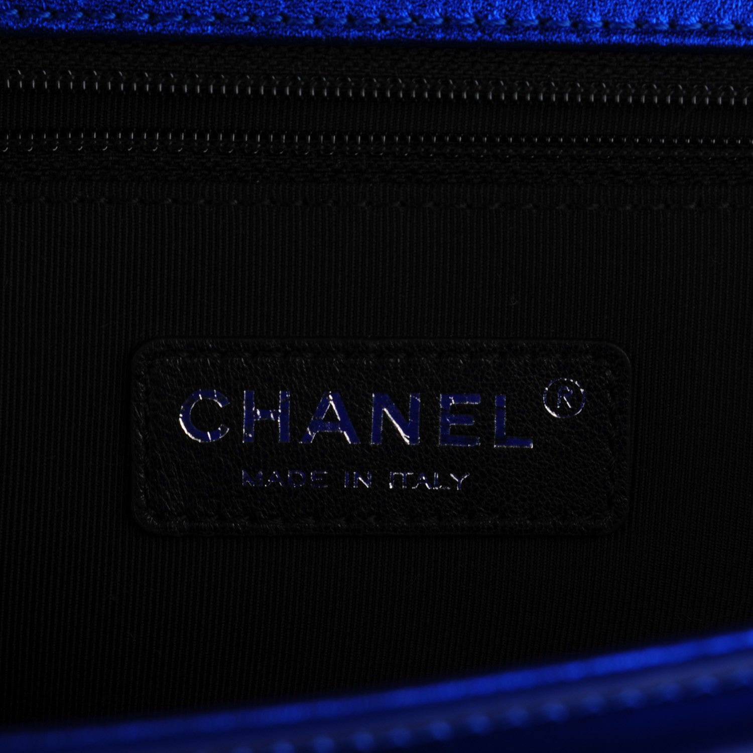 Chanel Metallic Patent Quilted Large Boy Flap Blue 7 of 9