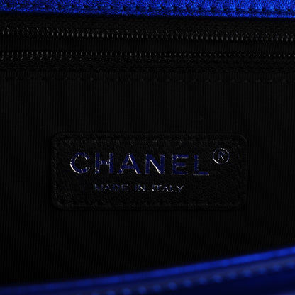 Chanel Metallic Patent Quilted Large Boy Flap Blue 7 of 9
