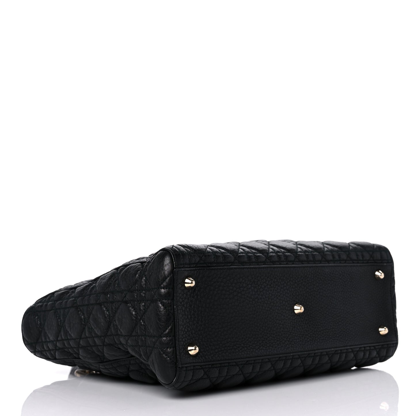Grained Calfskin Cannage Large Supple Lady Dior Black