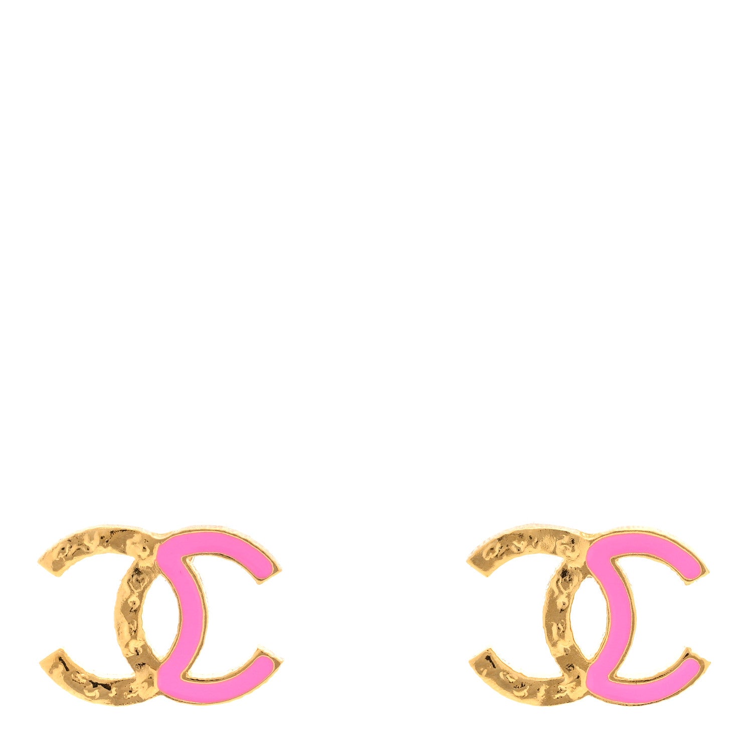Chanel Enamel CC Earrings Pink Gold 1 of 4