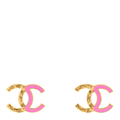 Chanel Enamel CC Earrings Pink Gold 1 of 4