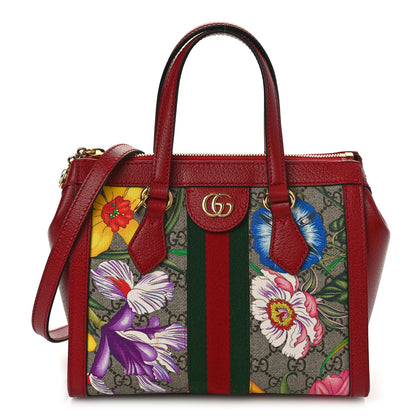 Gucci GG Supreme Monogram Flora Web Small Ophidia Tote Bag Red 1 of 10