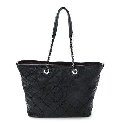Chanel Grained Calfskin Quilted Small Daily Shopping Tote Black 1 of 11