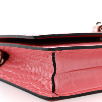 Alexander McQueen Calfskin Crocodile Embossed Skull Mini Crossbody Bag Pink 9 of 10