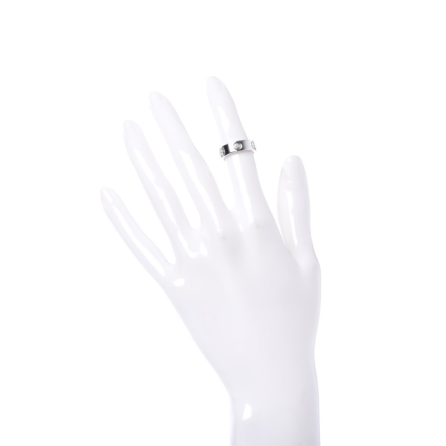 Cartier 18K White Gold 3 Diamond 5.5mm LOVE Ring 47 4 2 of 5