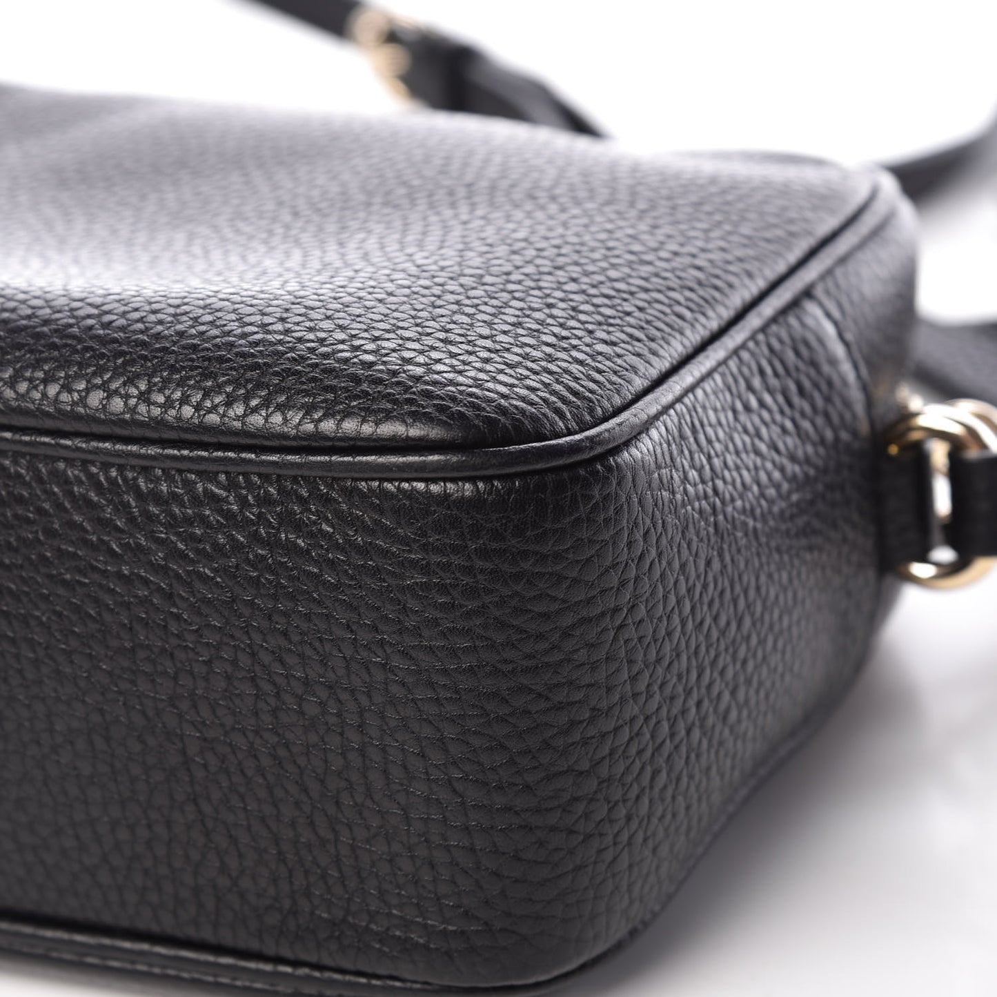 Pebbled Calfskin Small Soho Disco Bag Black