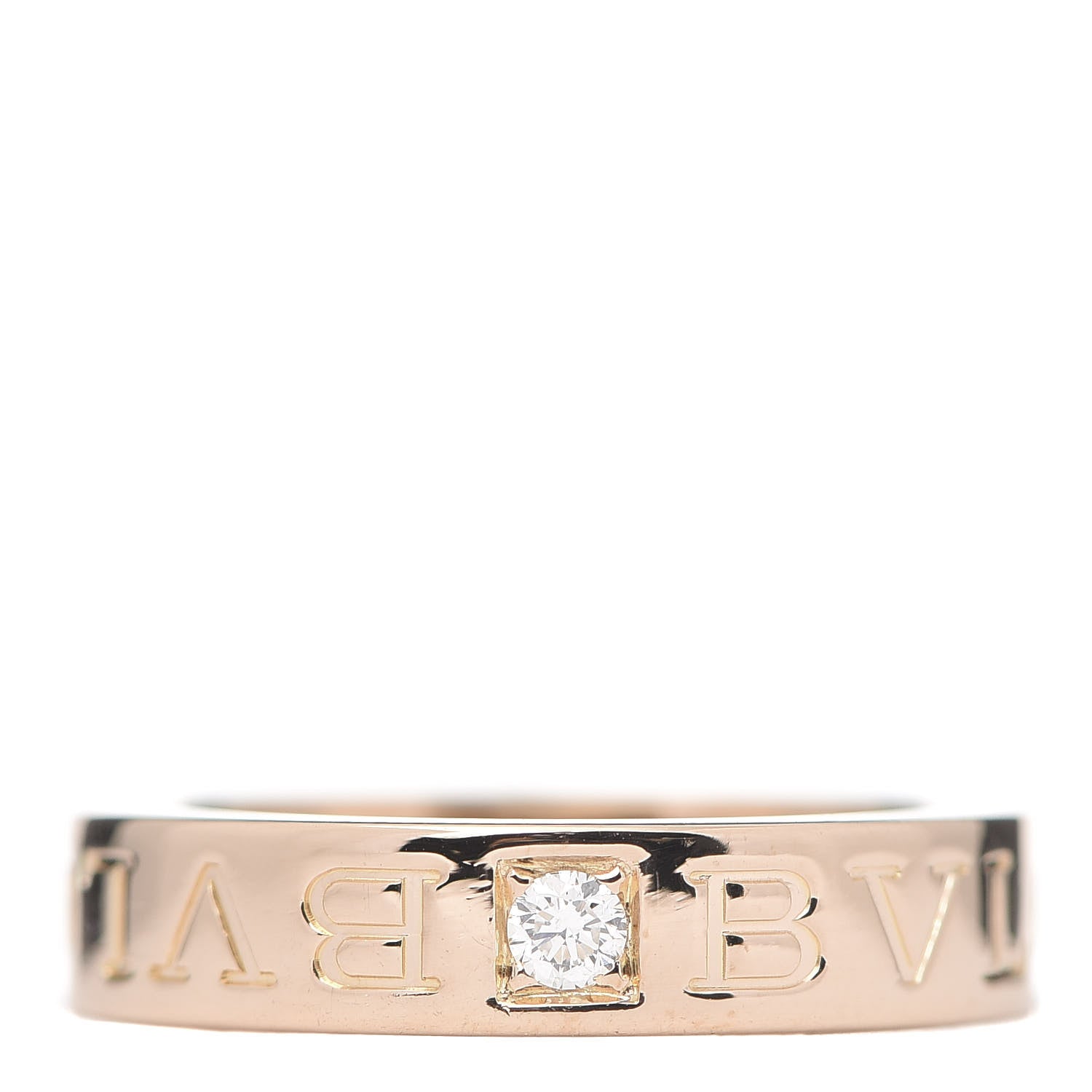 Bulgari 18K Rose Gold Diamond B.Zero1 Essential Band Ring 47 4 1 of 6