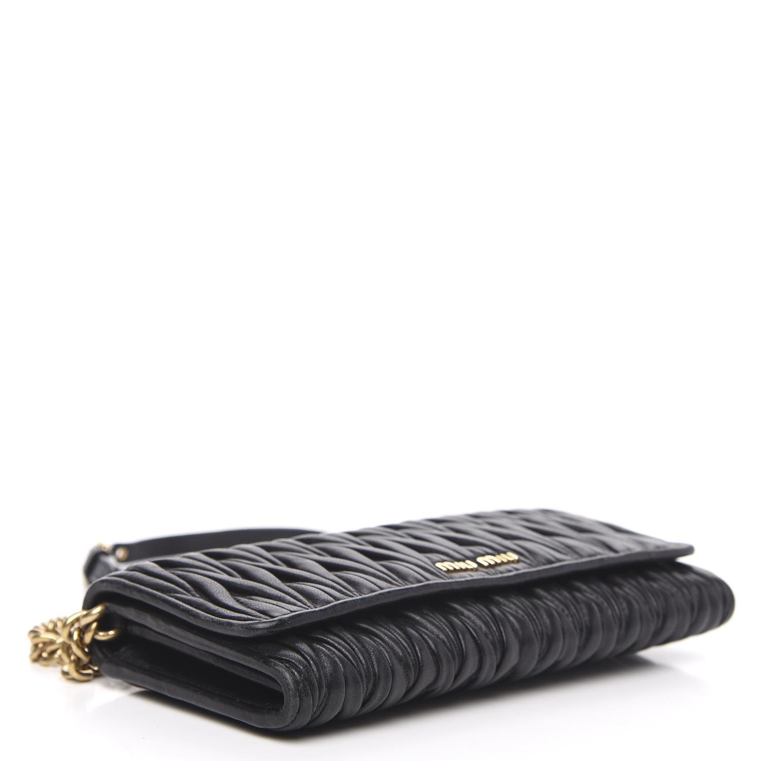 Miu Miu Nappa Matelasse Wallet On Chain Black 4 of 13