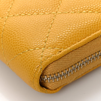 Chanel Caviar Quilted Zip Coin Purse Yellow 9 of 10