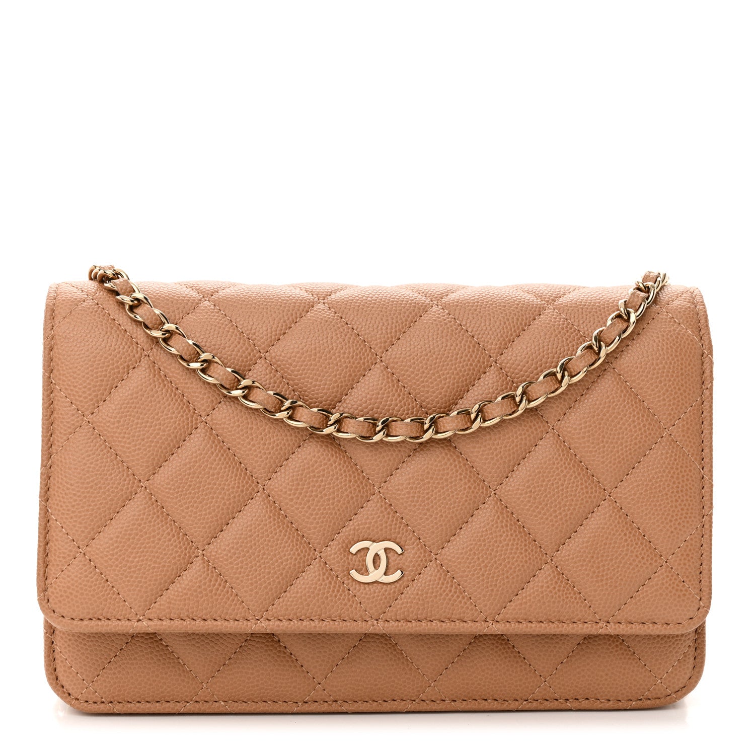 Chanel Caviar Quilted Wallet on Chain WOC Dark Beige 1 of 13