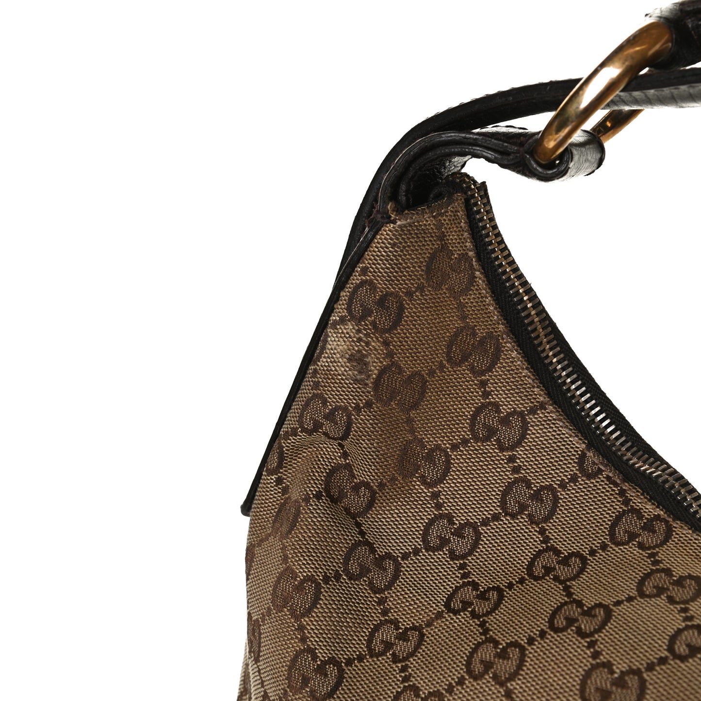 Monogram Medium Horsebit Chain Hobo Dark Brown