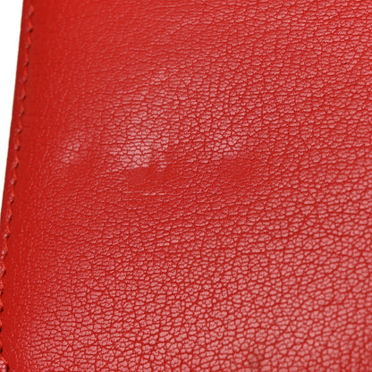 Chanel Goatskin Diagonal Quilted Wallet On Chain WOC Red 11 of 12