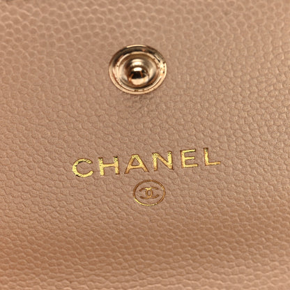Chanel Iridescent Caviar Quilted Pearl Card Holder On Chain Beige 6 of 10