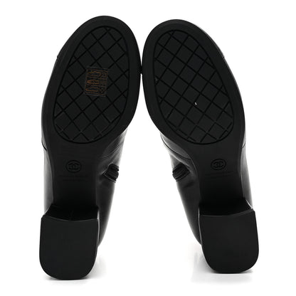 Chanel Stretch Lambskin Cap Toe CC Short Boots 38 Black 6 of 10