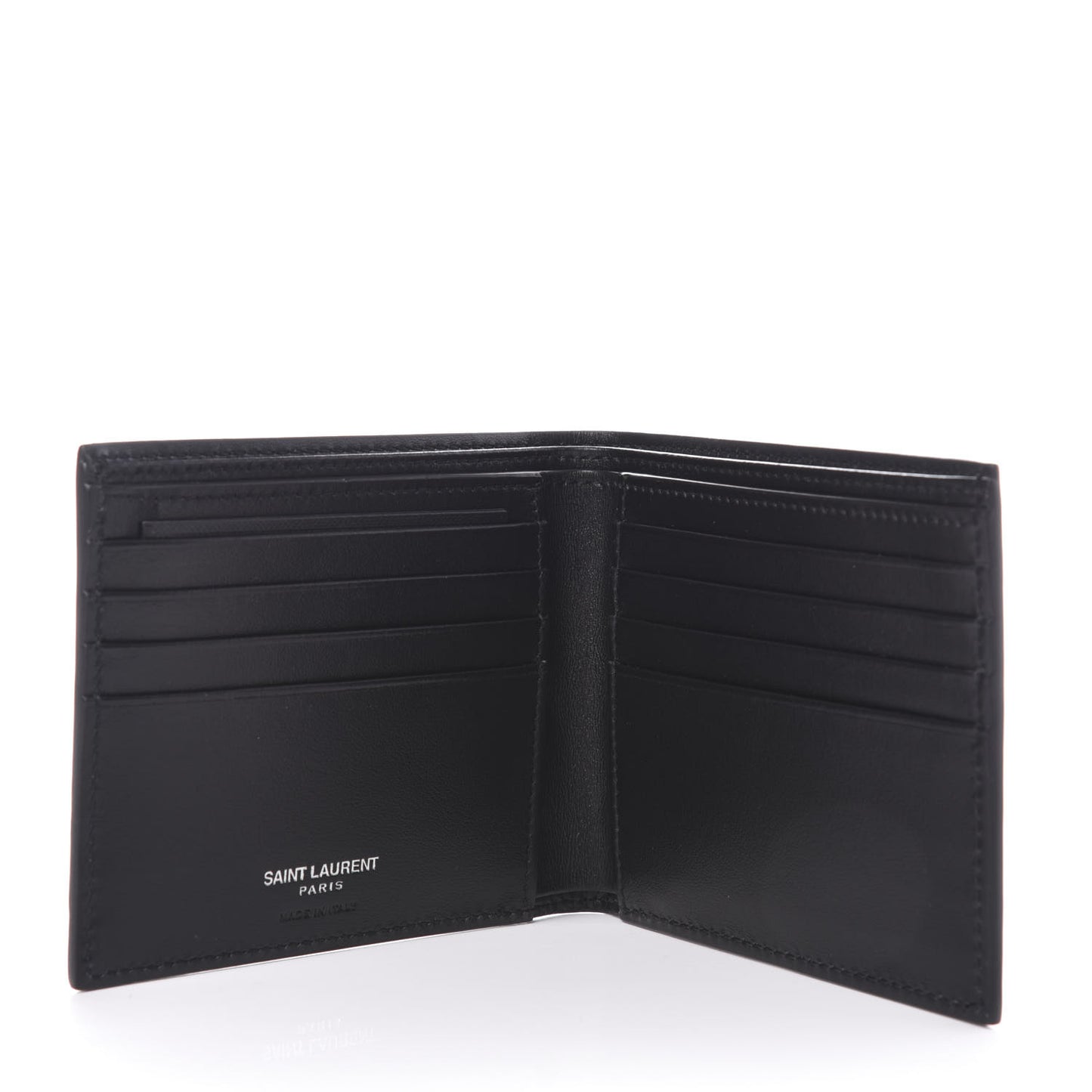 Calfskin Smoking Forever Patch Bifold Wallet Black
