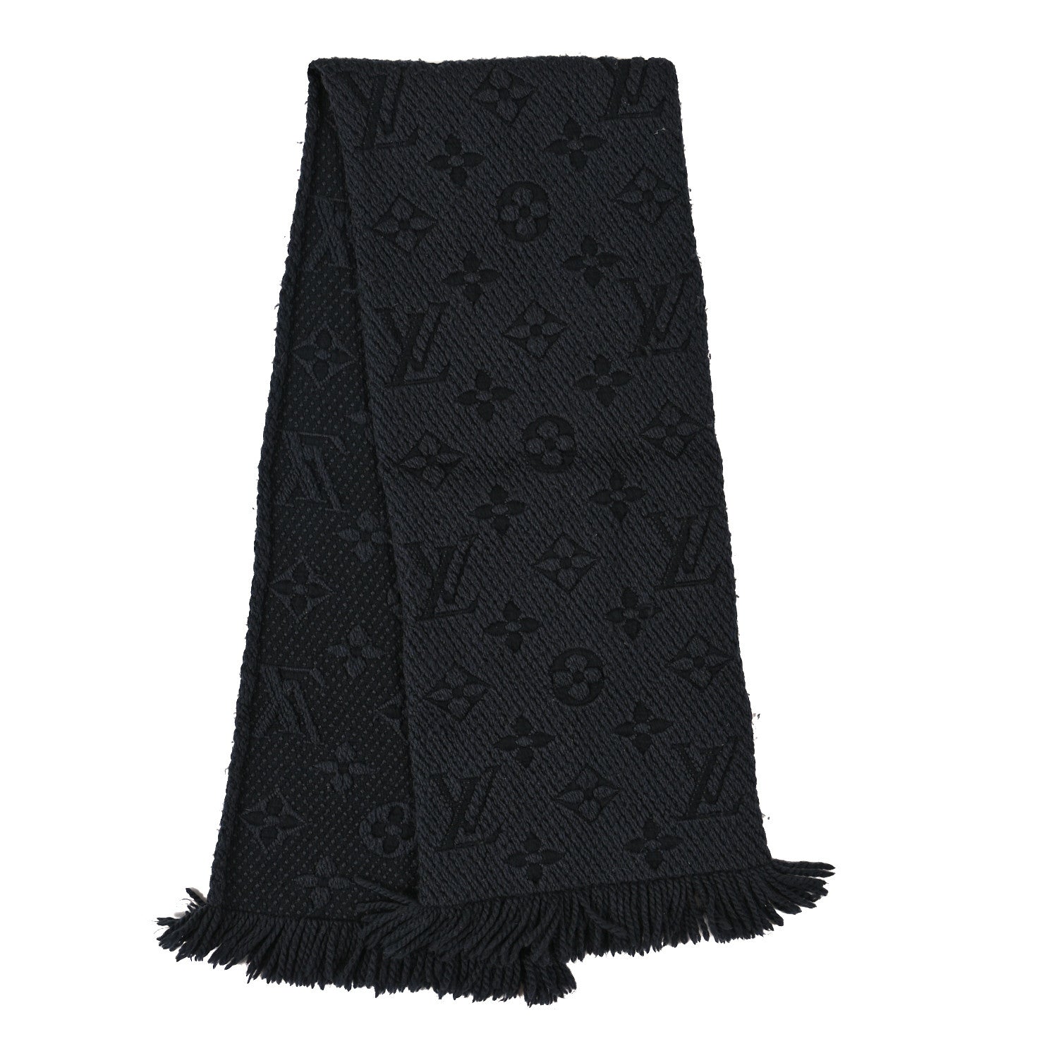 Louis Vuitton Wool Silk Logomania Scarf Charcoal 2 of 4