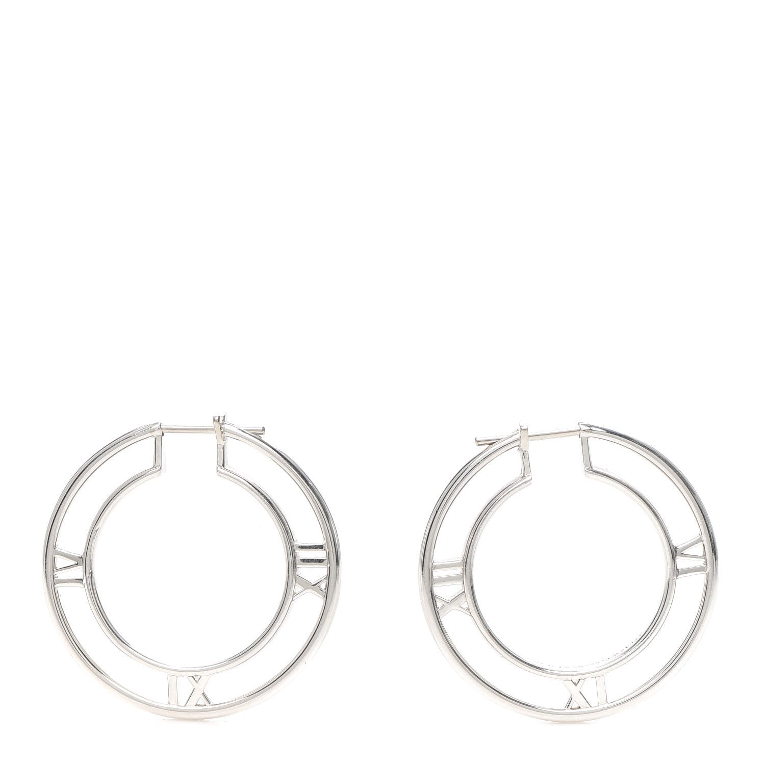 Tiffany Sterling Silver Atlas Cutout Hoop Earrings 1 of 4