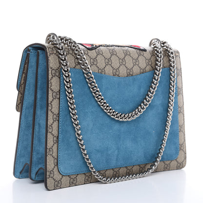 Gucci GG Supreme Monogram Angry Cat Embroidered Medium Dionysus Shoulder Bag Beige Ultramarine 3 of 12
