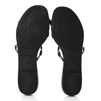 Hermes Rubber Chaine d'Ancre Rivage Sandals 36 Black 6 of 8