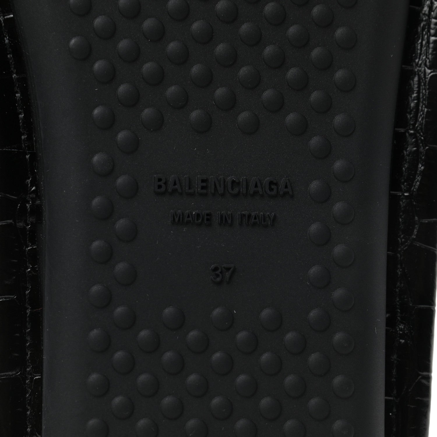 Balenciaga BALENCIAG Calfskin Logo Crocodile Embossed Home Slide Sandals 37 Black 7 of 8