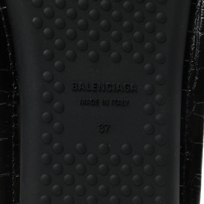 Balenciaga BALENCIAG Calfskin Logo Crocodile Embossed Home Slide Sandals 37 Black 7 of 8