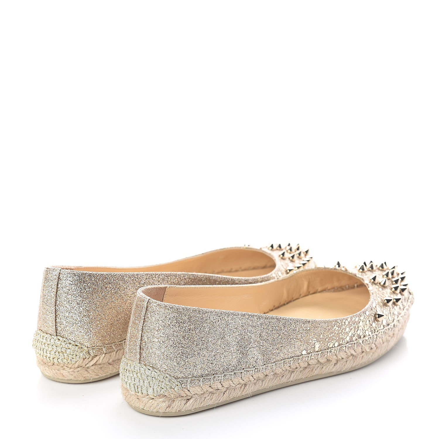 Christian Louboutin Glitter Aliochette Espadrilles 36 Platine Light Gold 4 of 7