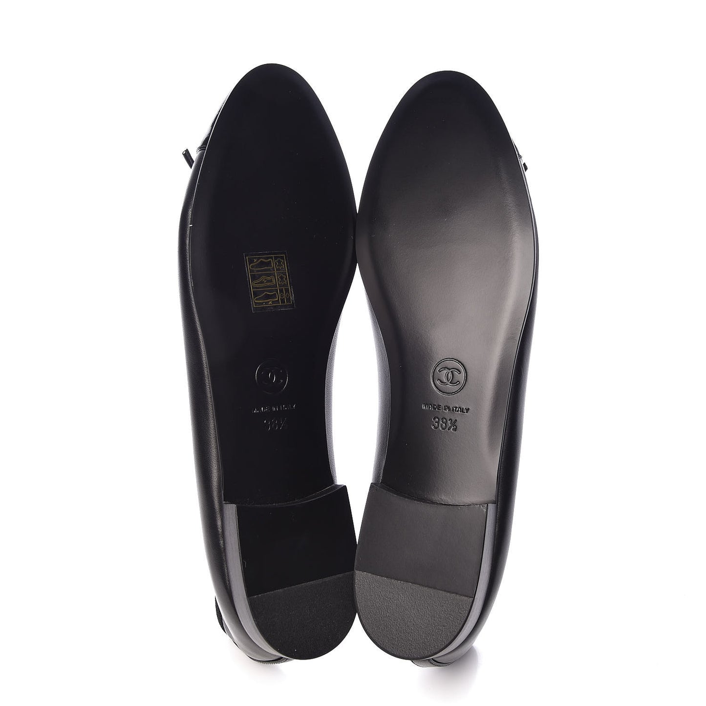 Lambskin Patent Cap Toe Ballerina Flats 38.5 Black