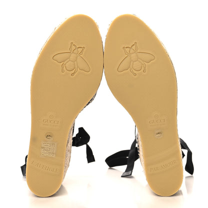 Gucci Nappa Matelasse GG Marmont Ankle Wrap Platform 35/120mm Espadrille Wedges 40.5 Black 6 of 10
