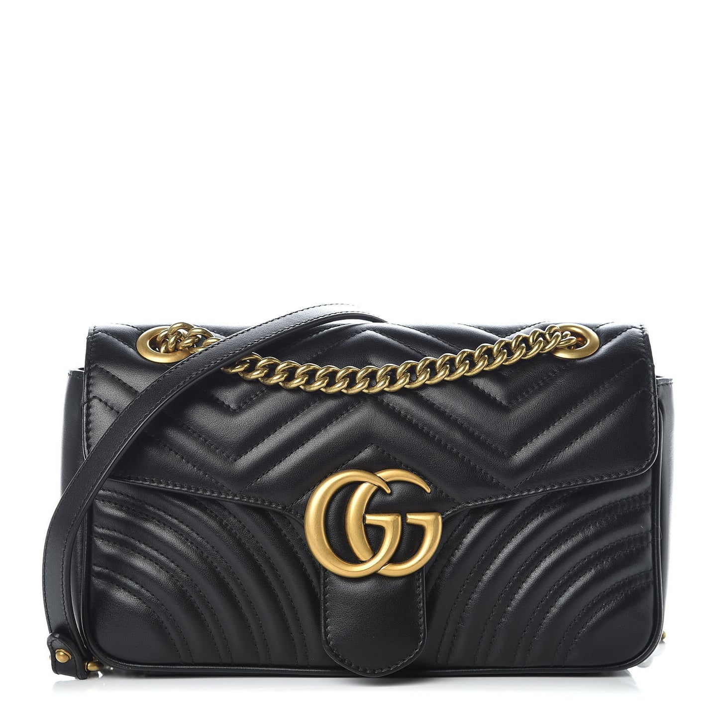 Calfskin Matelasse Small GG Marmont Shoulder Bag Black
