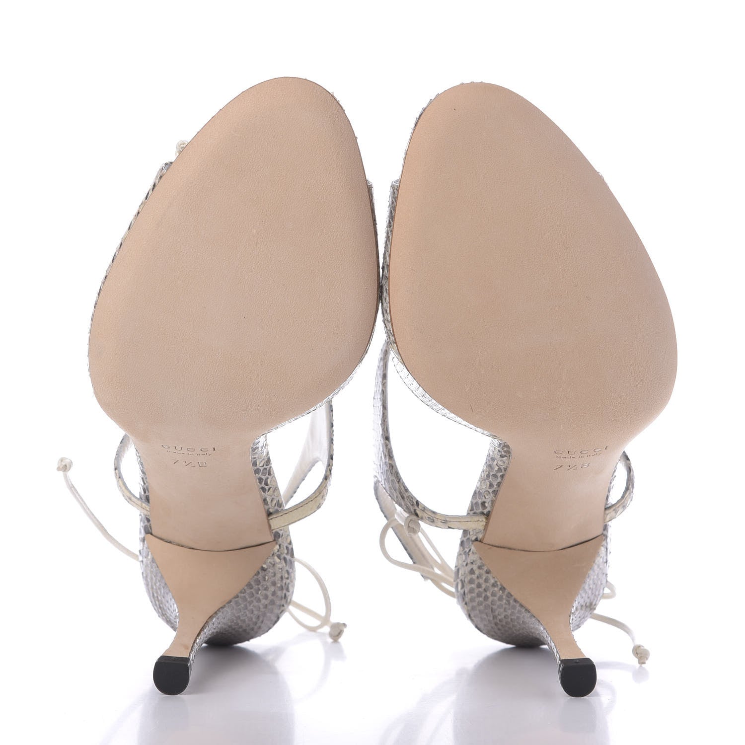 Gucci Snakeskin Sandals 7.5 Roccia Mystic White 6 of 11