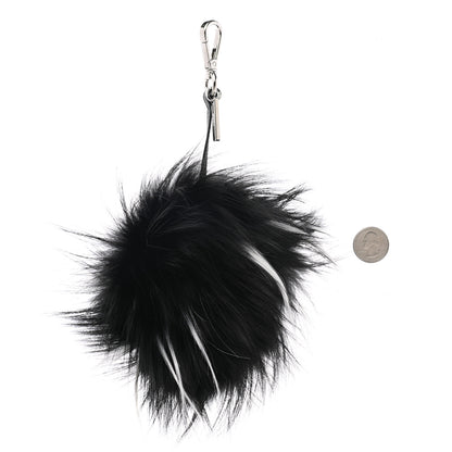 Fendi Goat Fox Fur Calfskin Studded Eye Monster Bag Bug Cube Charm Black 2 of 6