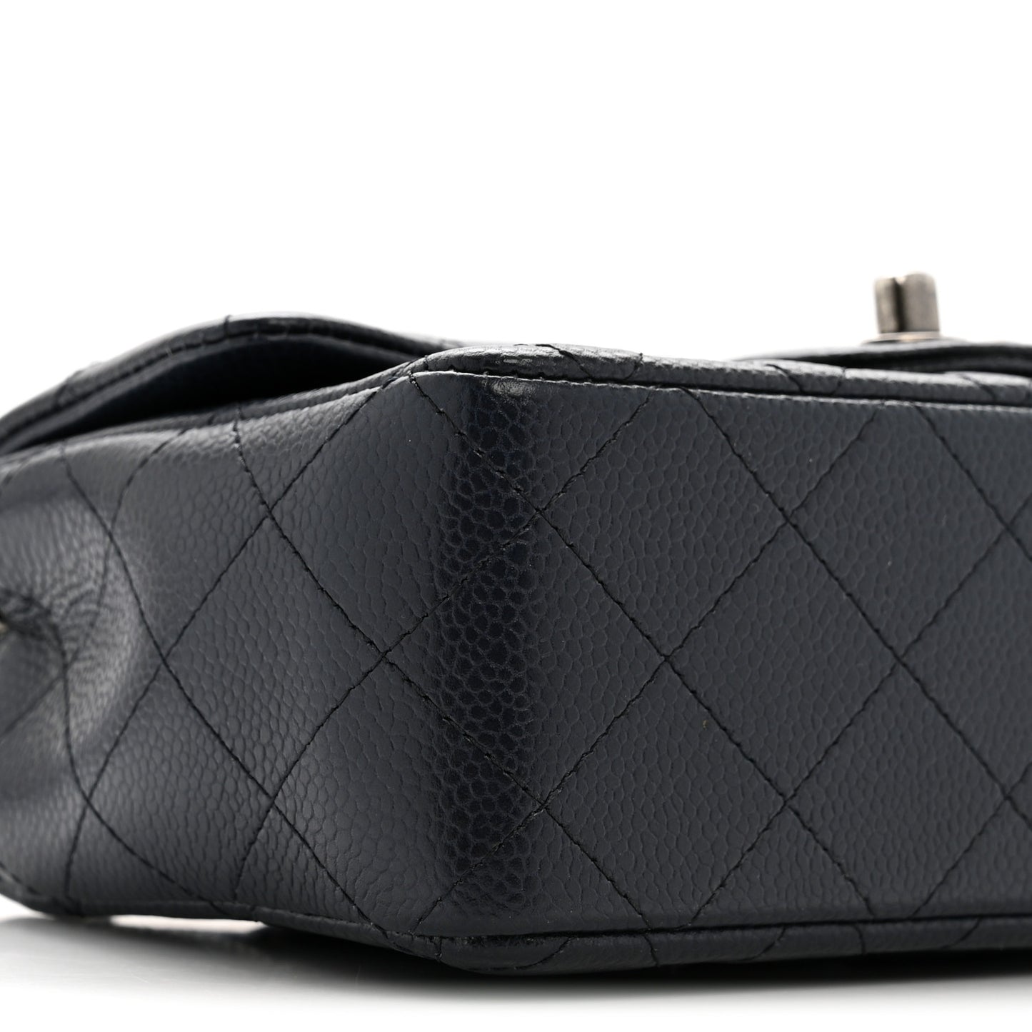 Caviar Quilted Mini Rectangular Flap Navy